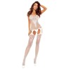 PASSION - BS121 BODYSCOCKING BLANC EFFET JARRETIÈRE