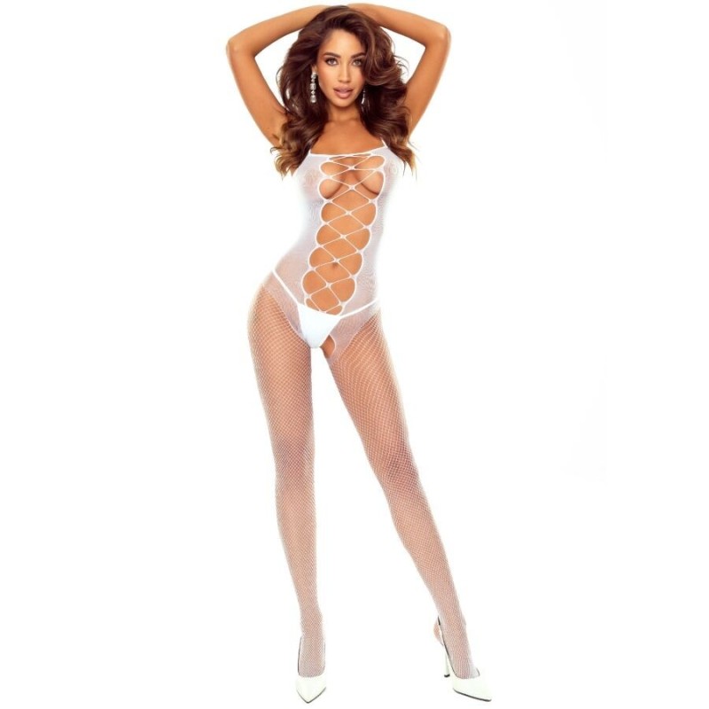 PASSION - BS124 BODYSTOCKING BIANCO CON PIZZI