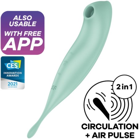 SATISFYER - APPLICATION DE STIMULATEUR ET VIBRATEUR TWIRLING PRO VERT