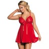SUBBLIME - BABYDOLL ROJO CON LAZO Y DETALLES BRILLANTES S-M