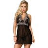 SUBBLIME - BABYDOLL WHITE FLORAL LACES BLACK S-M