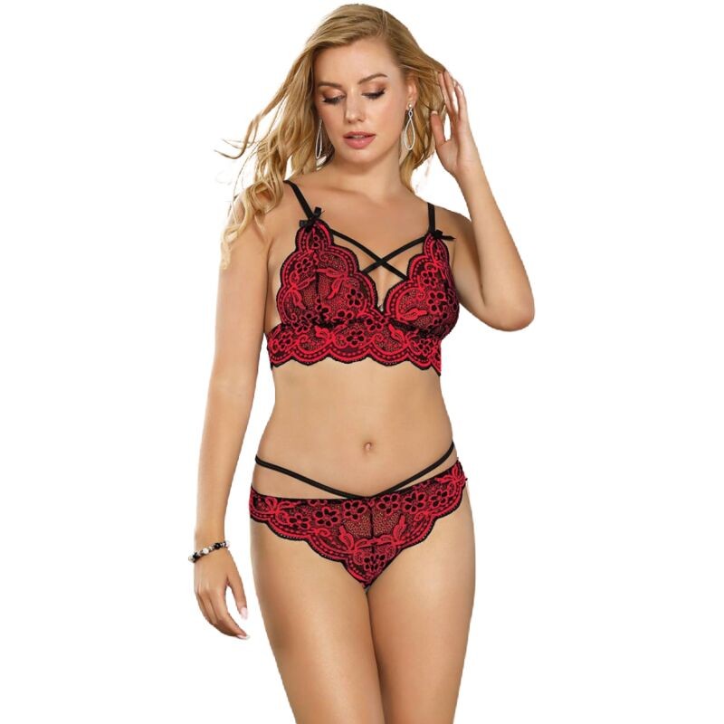 SUBBLIME - SET TWO PIECES SET LACE TOP AND PANTIES S-M