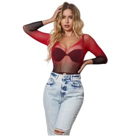SUBBLIME - 952259 ROBE RÉSILLE ÉLASTIQUE MANCHES LONGUES DÉGRADÉ ROUGE ET NOIR TAILLE UNIQUE